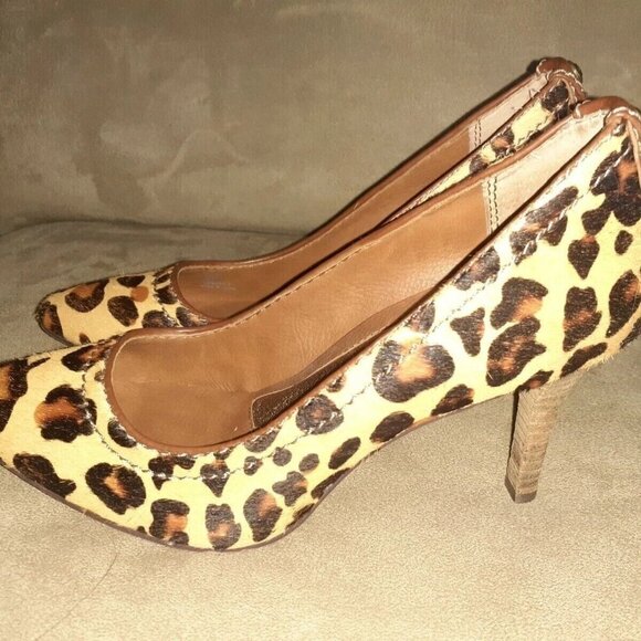 CALVIN KLEIN Jeans-Ryleigh-Leopard Calf Hair Print Pumps/Heels-Size 7-Near Mint - Picture 2 of 8